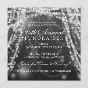 Det företags Fundraiserpartyet stränger ljussilver Inbjudningar