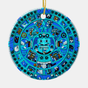 Det forntida Mayan Aztec symbolet - avsluta av Julgransprydnad Keramik