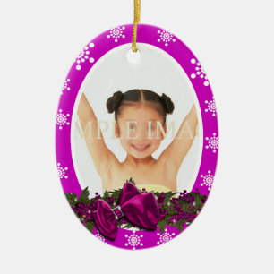 Det första julfotoet PERSONIFIERAR rosor Julgransprydnad Keramik