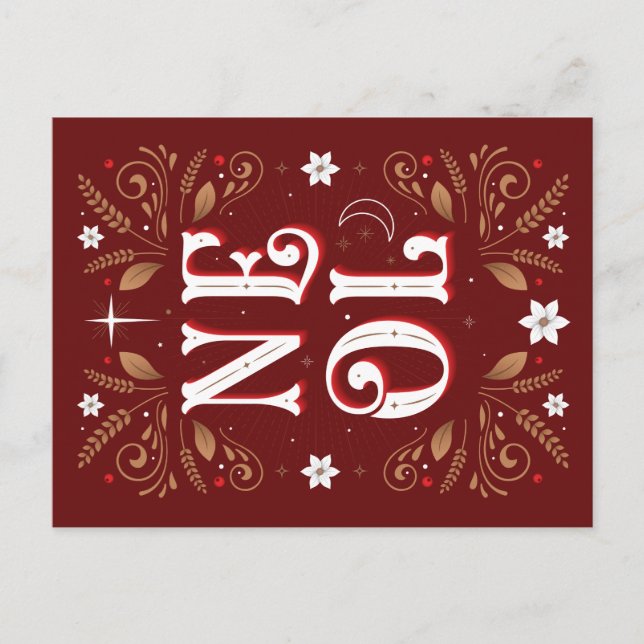 Det första Noel-julkortet Helg Vykort (Framsida)