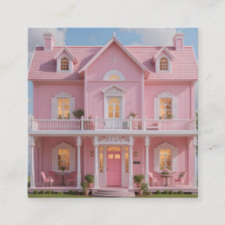 Det förtrollade rosa huset fyrkantigt visitkort