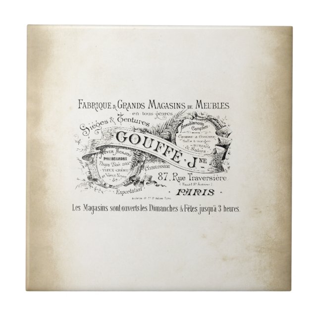 Det franska varuhuset undertecknar kakelplatta (Framsidan)