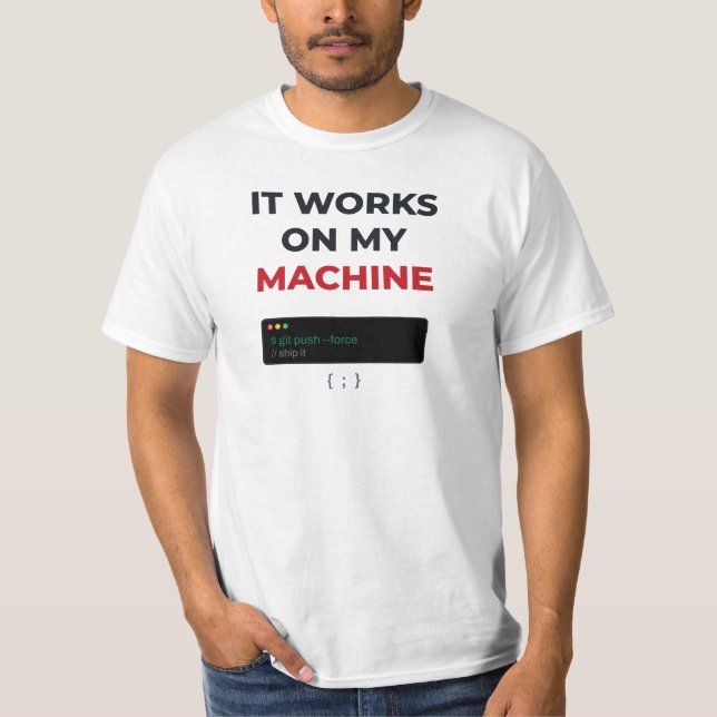 Det funkar på min maskin Rolig programmerare Utvec T Shirt (Framsida)