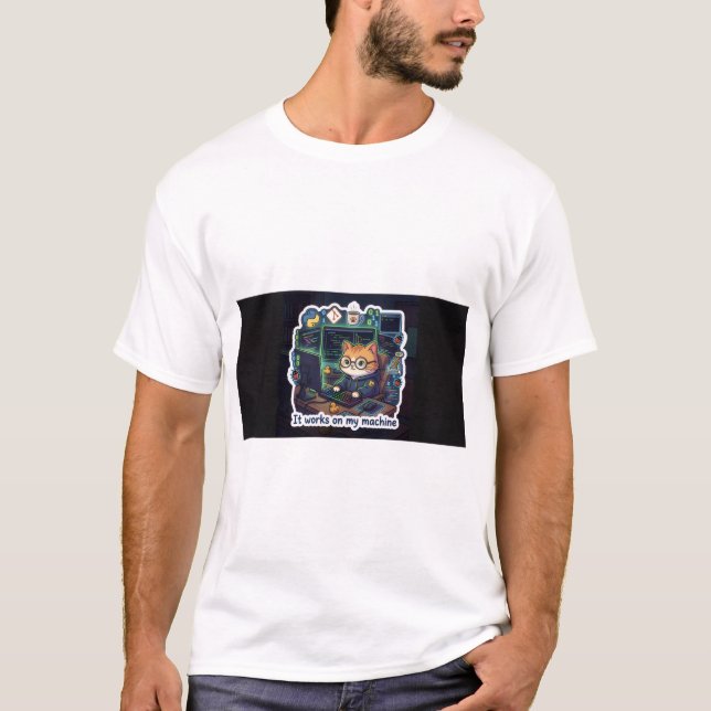 Det funkar på min maskin - Rollig katt programmera T Shirt (Framsida)