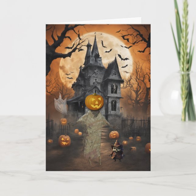 Det gamla hemsökta huset Halloween Helgkort (Framsida)