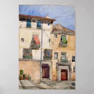 Det gamla huset i Segovia i Spanien Vintage resor Poster
