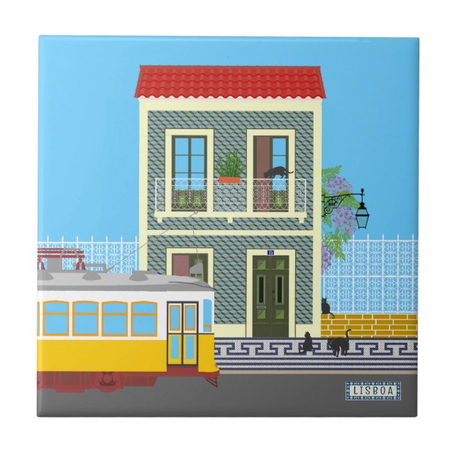 Det gamla huset med katter och gult kakelplatta (Framsidan)