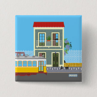 Det gamla huset med katter och gult knapp