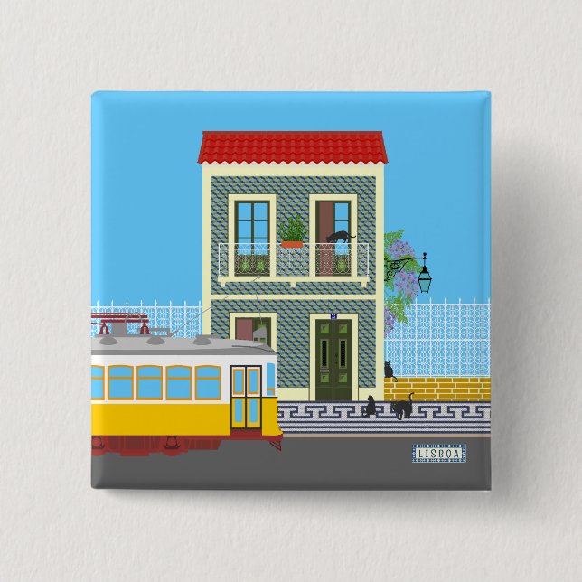 Det gamla huset med katter och gult knapp (Framsida)