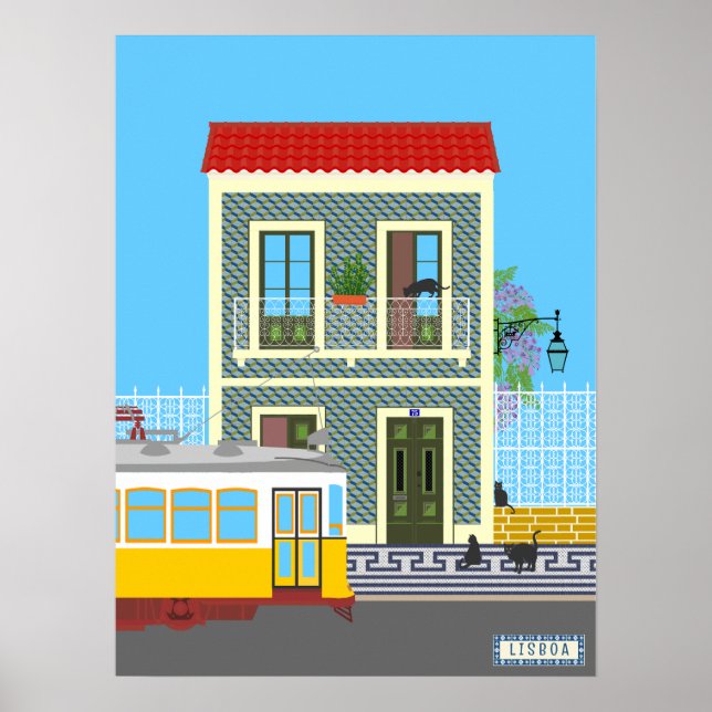 Det gamla huset med katter och gult poster (Framsidan)
