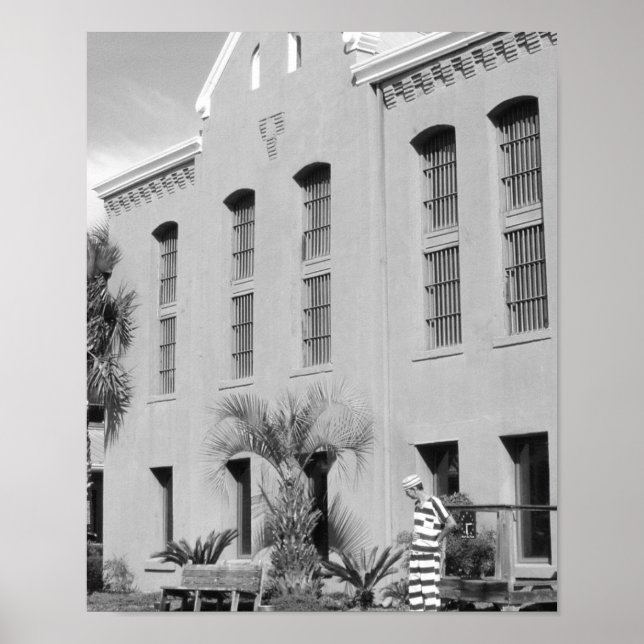 Det gamla Jail St. Augustine Florida B&W-fotot Poster (Framsidan)