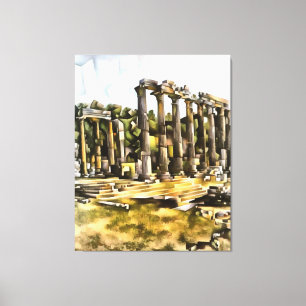 Det gamla romerska templet Ruins Geometric Stil Ar Canvastryck