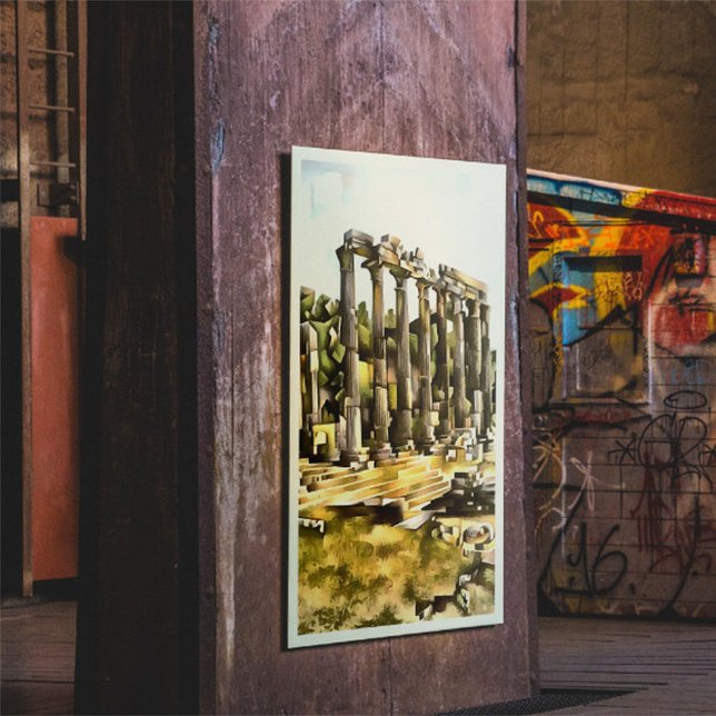 Det gamla romerska templet Ruins Geometric Stil Ar Poster (Skapare uppladdad)