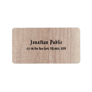 Det gamla Stil Text Brown Wood Board-utseendeskrip Adressetikett