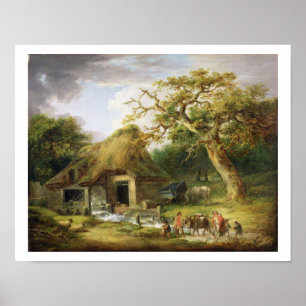 Det gammala vatten mal, 1790 (olja på kanfas) poster
