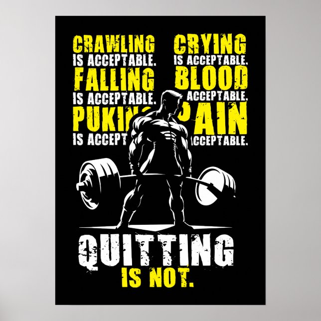Det går inte att avsluta - Motiverande Gym Poster (Framsidan)