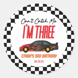 Det går inte att fånga mig Red Tävling-bilen 3:e f Runt Klistermärke