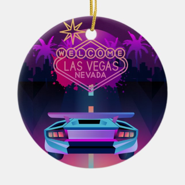 det går till vegas julgransprydnad keramik (Framsidan)
