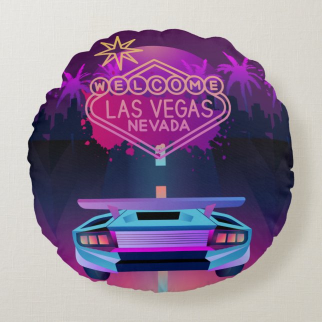 det går till vegas rund kudde (Framsidan)