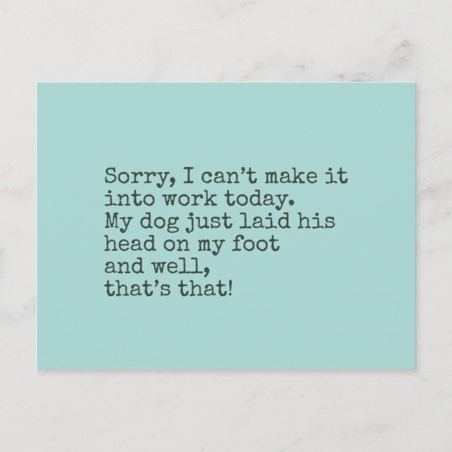 Det går tyvärr inte att komma i dag vykort (Framsida)