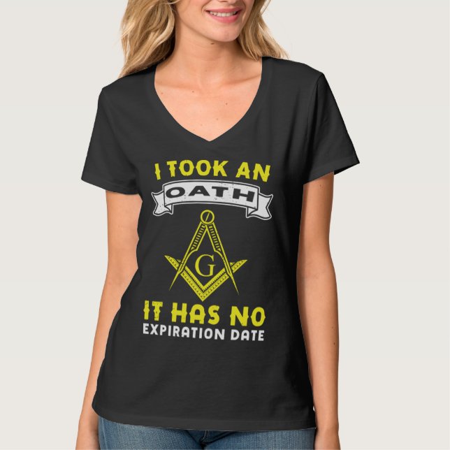 Det gav en ed Mäster Masonic Square Och Kompass T Shirt (Framsida)