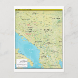 Det geopolitiska Karta i centrala Balkan Vykort
