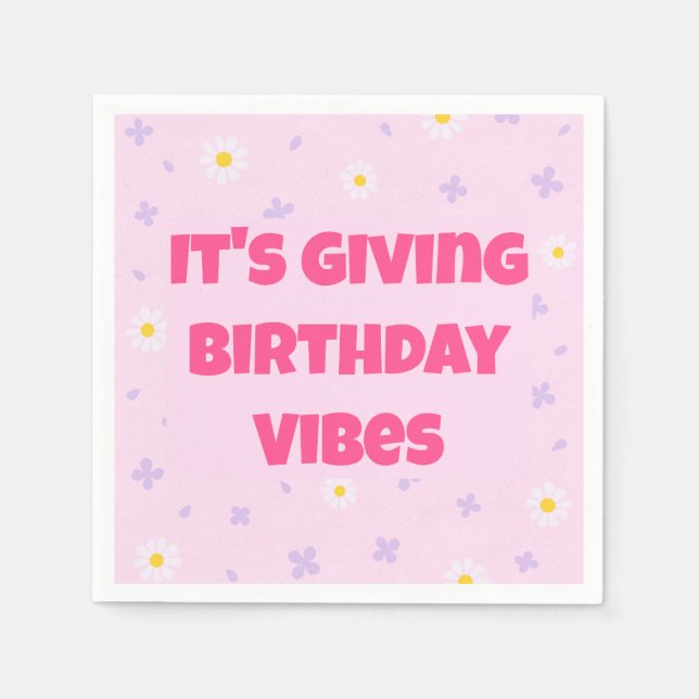 Det ger födelsdagsstämning, rosa och lavendel pappersservett (Framsidan)