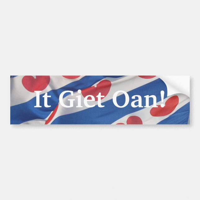 Det Giet Oan riklig mer sjuk Fryslan flagga Bildekal (Framsidan)