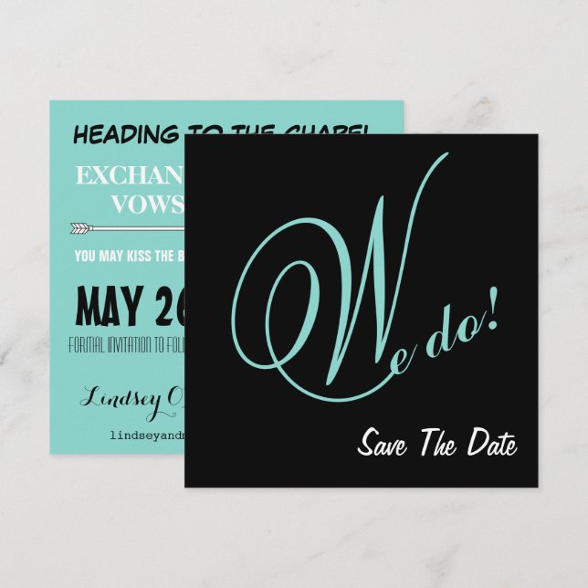 Det glada paret Vi spar datumet Annonser Inbjudningar (Fram/baksida)