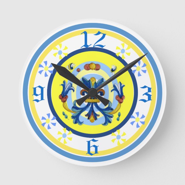 Det gladlynt krukmakerimönster tar tid på rund klocka (Framsida)