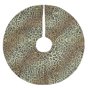 Det Glam Leopardtrycket och guld omkullkastar Julgransmatta Borstad Polyester
