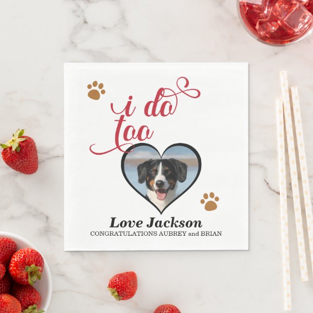 Det gör jag också! Bröllop Napkin med ditt Hundar- Pappersservett (Insitu)