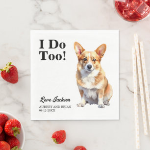 Det gör jag också! Corgi Hund Pet Bröllop Pappersservett