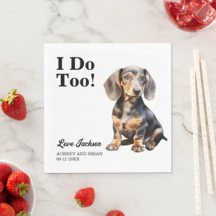 Det gör jag också! Dachshund Hund Pet Bröllop Pappersservett