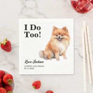 Det gör jag också! Pommern Hund bröllop Pappersservett