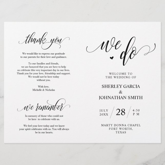 Det gör vi, Black, Bröllop Ceremonisprogrammet (Framsida)