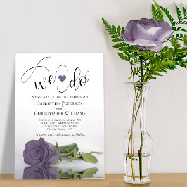 Det gör vi! Elegant Dusty Lila Ro Romantic Bröllop Inbjudningar
