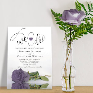 Det gör vi! Elegant Dusty Lila Ro Romantic Bröllop Inbjudningar