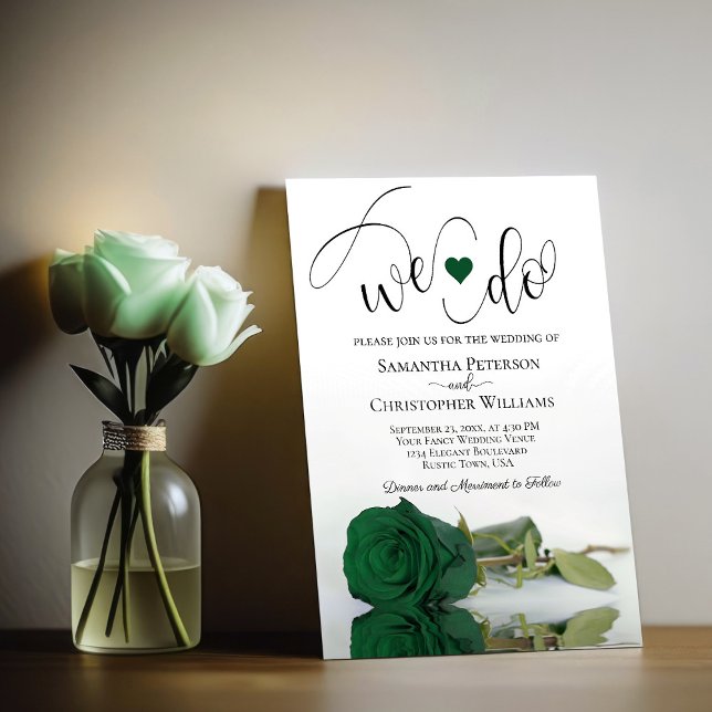 Det gör vi! Elegant Emerald Grönt Ro Romantic Bröl Inbjudningar (Skapare uppladdad)