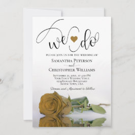 Det gör vi! Elegant Guld Ochre Ro Romantic Bröllop Inbjudningar