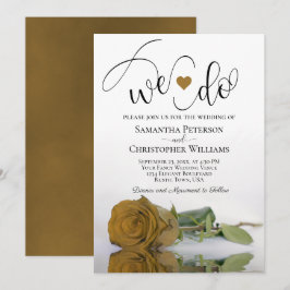 Det gör vi! Elegant Guld Ochre Ro Romantic Bröllop Inbjudningar