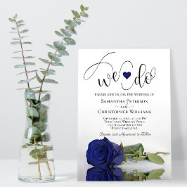 Det gör vi! Elegant Navy Blue Ro Romantic Bröllop Inbjudningar
