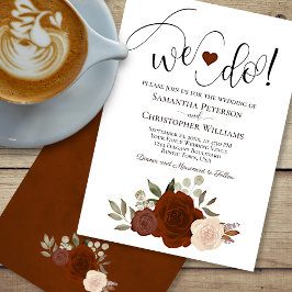 Det gör vi! Elegant Rust Orange Ro Fall Wedding Inbjudningar