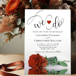 Det gör vi! Elegant Rust Orange Ro Romantic Bröllo Inbjudningar