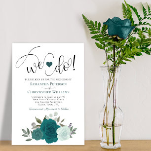 Det gör vi! Elegant Teal & Aqua Ro Boho Bröllop Inbjudningar