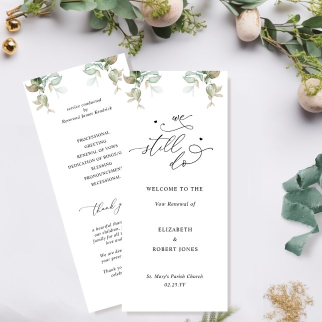 Det gör vi fortfarande, Elegant Vow Renewal Ceremo Program (Skapare uppladdad)