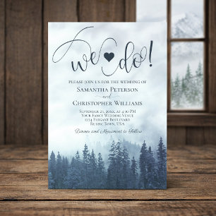 Det gör vi! Misty Blue Gräs Rustic Romantic Bröllo Inbjudningar