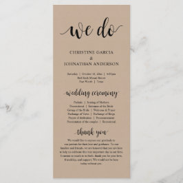 Det gör vi, Modern Bröllop Ceremony, Brown Kraft Program
