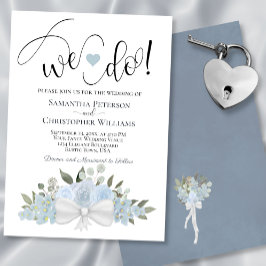 Det gör vi! Rustic Dusty Blue Romantic Blommigt Br Inbjudningar