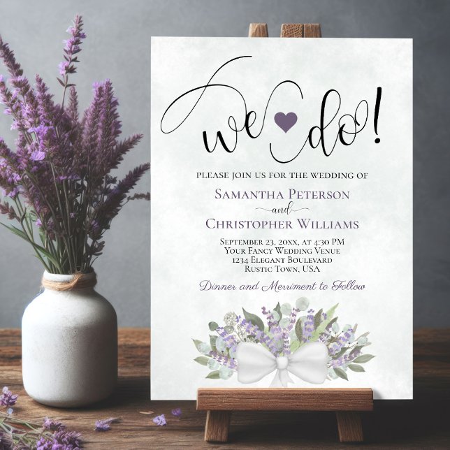 Det gör vi! Rustic Eucalyptus & Lavender Bröllop Inbjudningar (Skapare uppladdad)